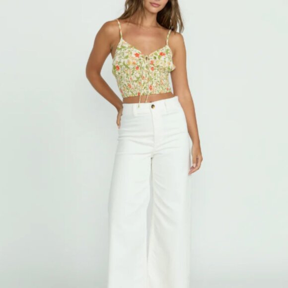 Billabong Freefall High-Waisted Cream Denim Pants - Picture 1 of 9